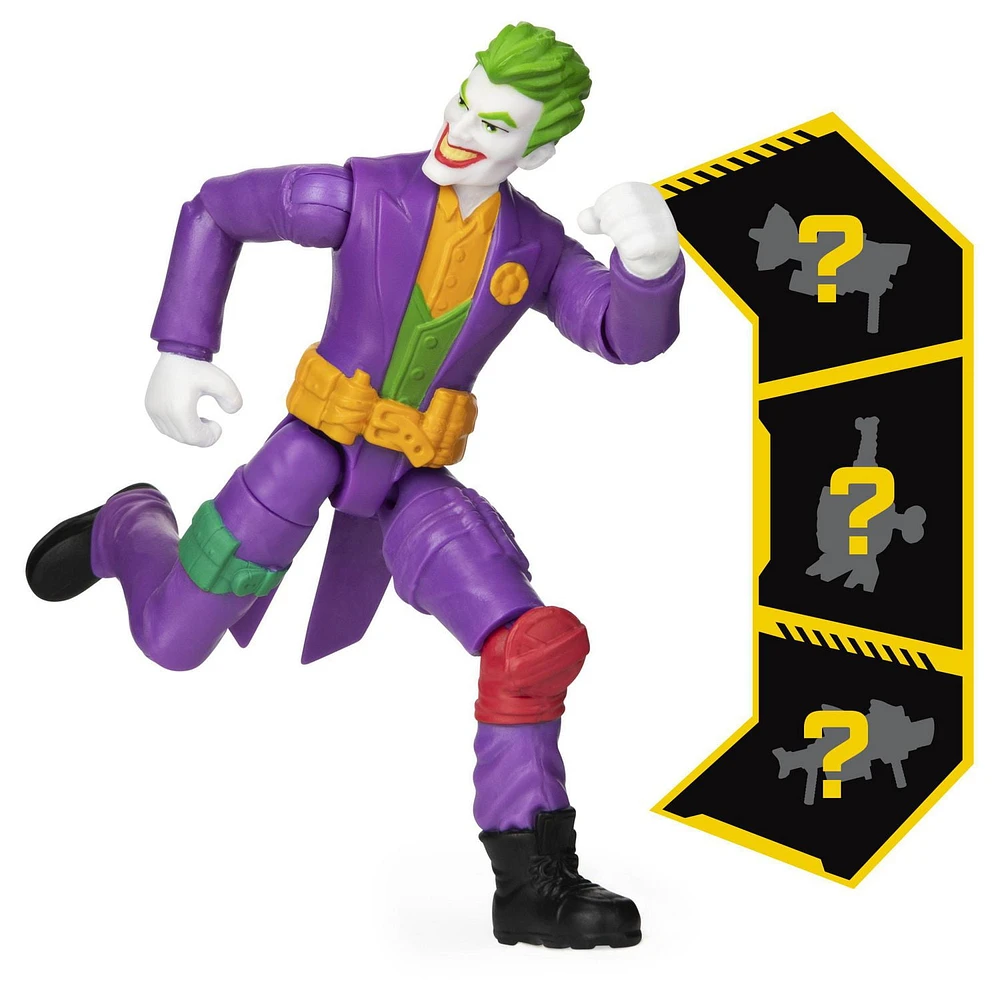 Batman 4-inch The Joker Action Figure with 3 Mystery Accessories, for Kids Aged 3 and up