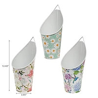 IH Casa Decor Floral Metal Hanging Planter Asstd - Set of 3