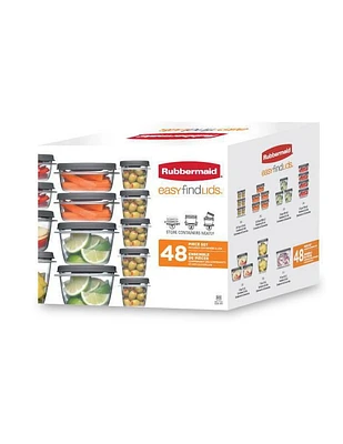 Rubbermaid 48-Piece Easy Find Lids Food Storage Set, Clear with Grey Lids