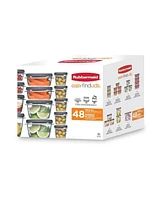 Rubbermaid 48-Piece Easy Find Lids Food Storage Set, Clear with Grey Lids