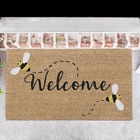 IH Casa Decor Natural Fibers Door Mat Buzzing Bees Welcome