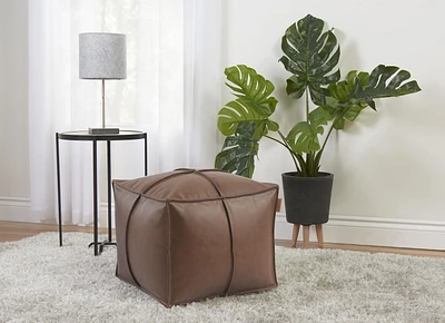 Canadiana Faux Leather Ottoman