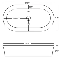 American Imaginations 25.25-in. W Semi-Recessed White Bathroom Vessel Sink Set For Deck Mount Drilling AI-30972