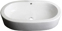 American Imaginations 25.25-in. W Semi-Recessed White Bathroom Vessel Sink Set For Deck Mount Drilling AI-30972