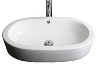 American Imaginations 25.25-in. W Semi-Recessed White Bathroom Vessel Sink Set For Deck Mount Drilling AI-30972