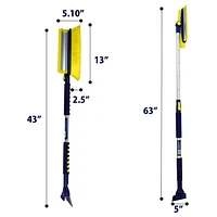 MICHELIN 63" Heavy Duty Snow Brush with Ice Scraper, Extra Long for Efficient Snow Removal, Telescopic Snow Brush