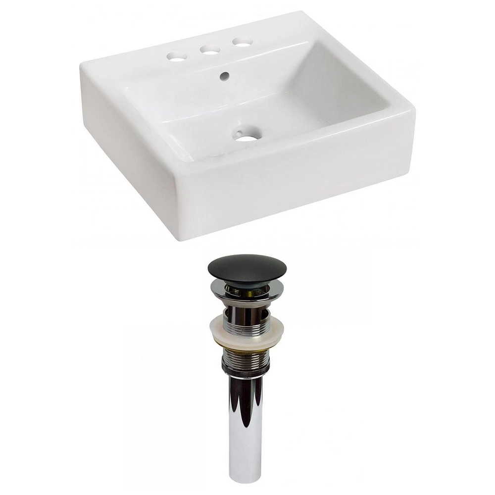 American Imaginations -in. W Above Counter White Bathroom Vessel Sink Set For 3H4-in. Center Faucet AI