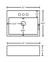 American Imaginations -in. W Above Counter White Bathroom Vessel Sink Set For 3H4-in. Center Faucet AI