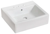 American Imaginations -in. W Above Counter White Bathroom Vessel Sink Set For 3H4-in. Center Faucet AI