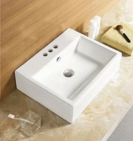 American Imaginations -in. W Above Counter White Bathroom Vessel Sink Set For 3H4-in. Center Faucet AI