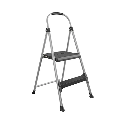 COSCO Signature 2-Step Step Stool w/ Plastic Steps (Aluminum/Black)