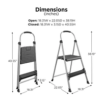 COSCO Signature 2-Step Step Stool w/ Plastic Steps (Aluminum/Black)