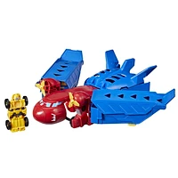 Transformers Optimus Prime Jumbo Jet Wing Racer Playset with 4.5-inch Bumblebee Racecar Action Figure Converting Toys, Ages 3 and Up, 15-inch