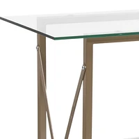 Mar Vista Collection Glass Console Table with Matte Gold Frame