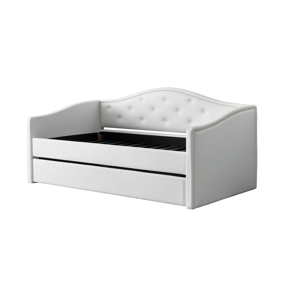 Fairfield White Fabric  Day Bed with Trundle, Twin/Single