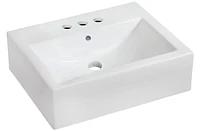 American Imaginations -in. W Wall Mount White Bathroom Vessel Sink Set For 3H4-in. Center Faucet AI