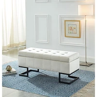 Imperial Tufted Double Ottoman With Black Base (Beige)