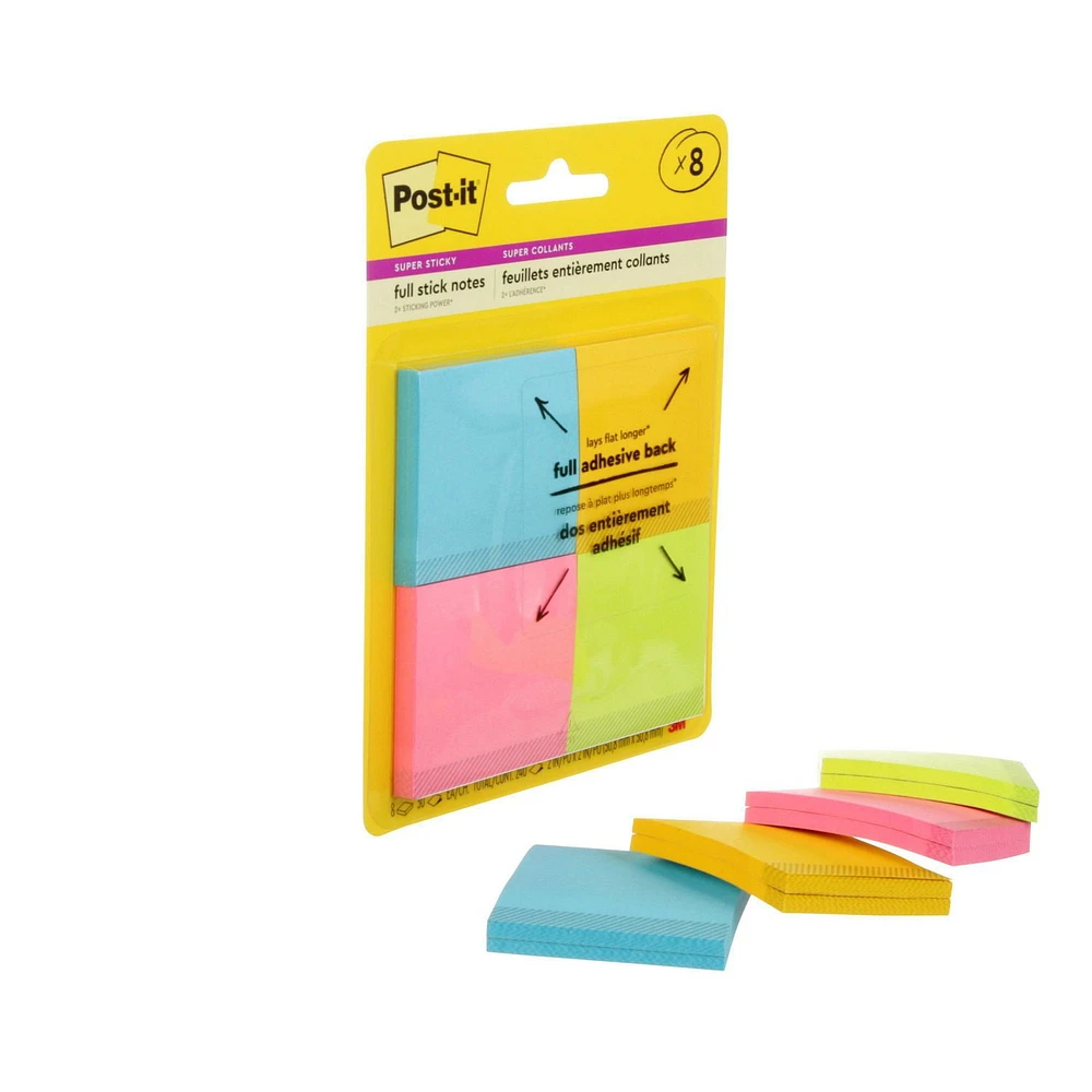 Post-it® Super Sticky Notes F220-8SSAU, Rio de Janeiro Collection,  25 sheets per pad, 8 pads per pack