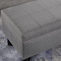 Emerson Fabric Studded Double Bench Ottoman (Gray)