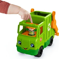 Fisher-Price Little People Recycling Truck Musical Toddler Garbage Toy Set, 5 Pieces