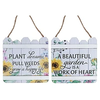 IH Casa Decor Wood Fence Shaped Floral Sign Asstd - Set of 2