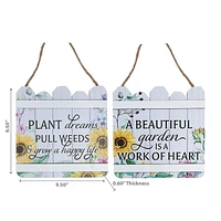 IH Casa Decor Wood Fence Shaped Floral Sign Asstd - Set of 2