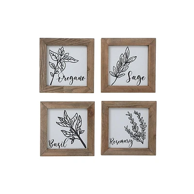 IH Casa Decor Framed Wood Blocks Kitchen Herbs Asstd - Set of 4