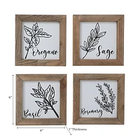 IH Casa Decor Framed Wood Blocks Kitchen Herbs Asstd - Set of 4