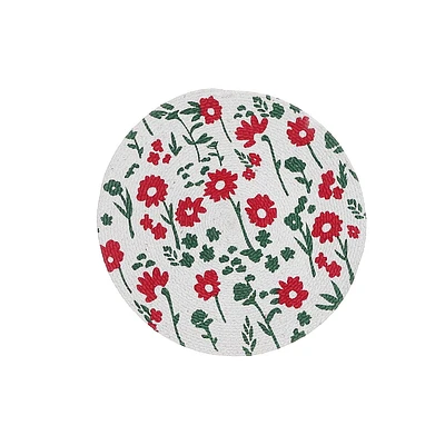 IH Casa Decor Imprimé Rond Cotton Corde Placemat Red Floral - Ensemble De 12