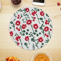 IH Casa Decor Printed Round Cotton Rope Placemat Red Floral - Set of 12