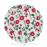 IH Casa Decor Printed Round Cotton Rope Placemat Red Floral - Set of 12