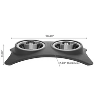 IH Casa Decor Stainless Steel Double Pet Bowl With Stand Gray