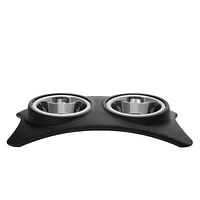 IH Casa Decor Stainless Steel Double Pet Bowl With Stand Black