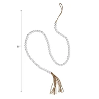 IH Casa Decor 55" Bead Garland With Tassel White - Set of 2