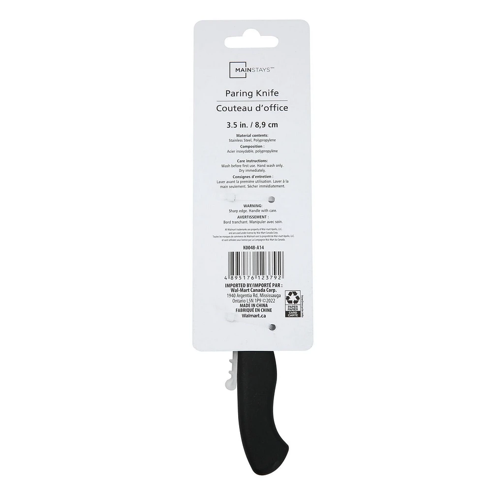 Mainstays Stainless Steel 3.5" Paring Knife with Soft Grip Handle, Mainstays 3.5" Paring Knife