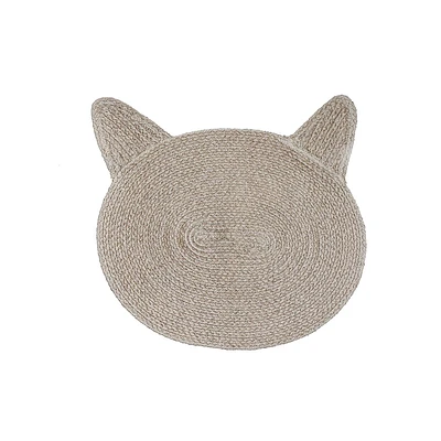 IH Casa Decor Braided Cotton Cat Shape Mat Taupe