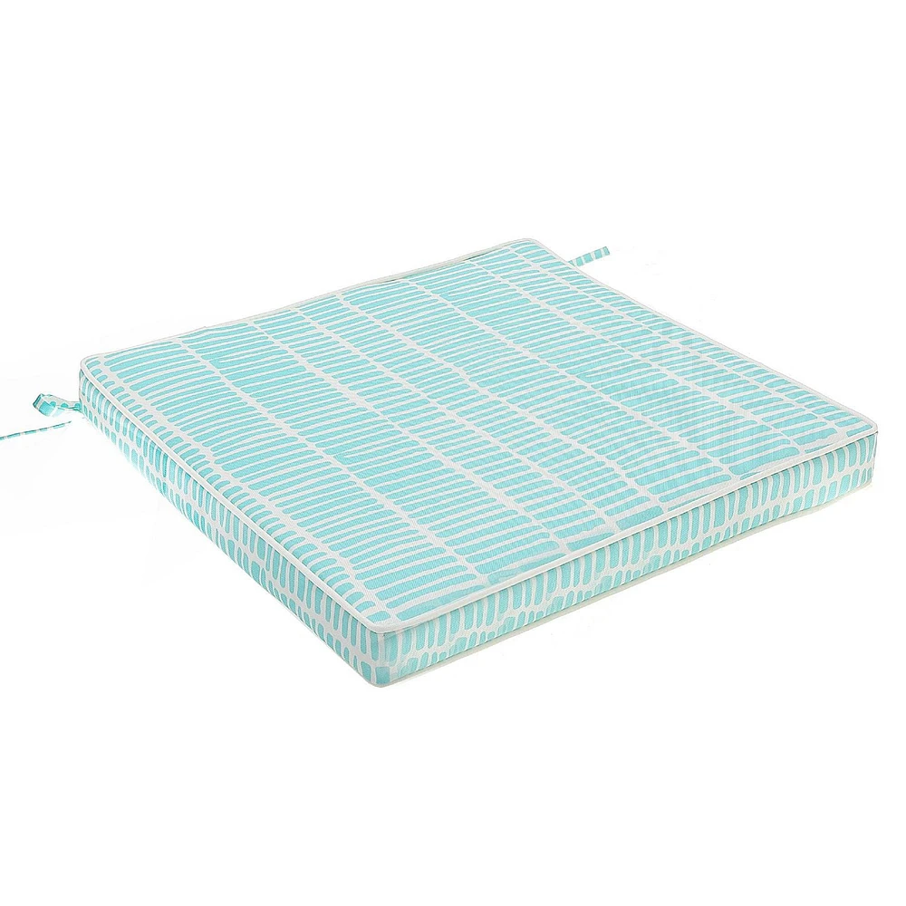 IH Casa Decor Cross Stripes Outdoor Chairpad Teal - Set of 2