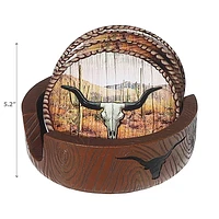 IH Casa Decor Set Of 4 Rodeo Roundup Coasters With Holder