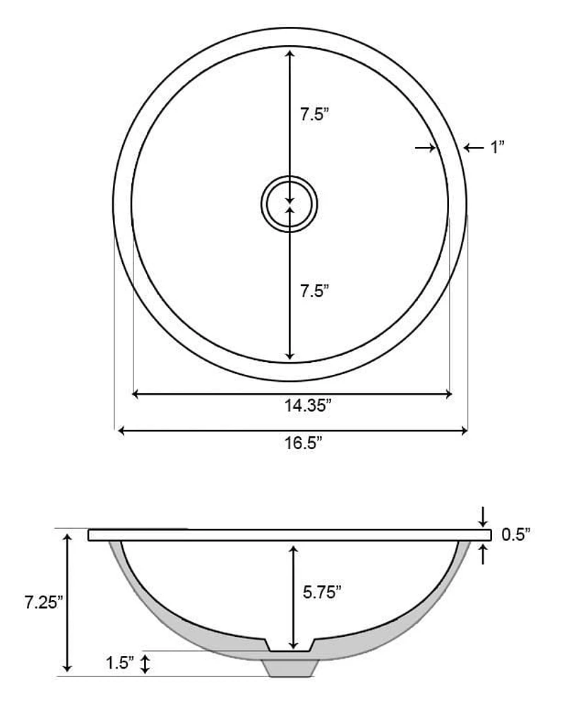 American Imaginations 16-in. W 16-in. D CUPC Certified Round Bathroom Undermount Sink In White Color