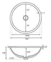 American Imaginations 16-in. W 16-in. D CUPC Certified Round Bathroom Undermount Sink In White Color