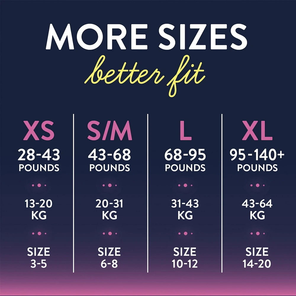 Sous-vêtements Goodnites contre l’énurésie nocturne pour filles, Emballage Jumbo TP, P/M, G, TG | 15-9 Unites