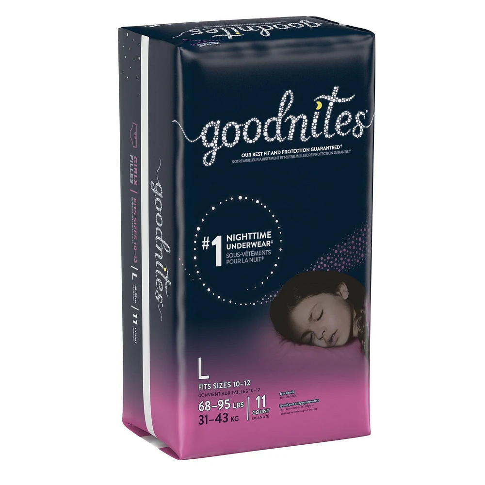 Goodnites Girls' Nighttime Bedwetting Underwear, Jumbo Pack, XS, S/M, L, XL | 15-9 Count