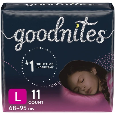 Goodnites Girls' Nighttime Bedwetting Underwear, Jumbo Pack, XS, S/M, L, XL | 15-9 Count