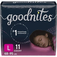 Goodnites Girls' Nighttime Bedwetting Underwear, Jumbo Pack, XS, S/M, L, XL | 15-9 Count