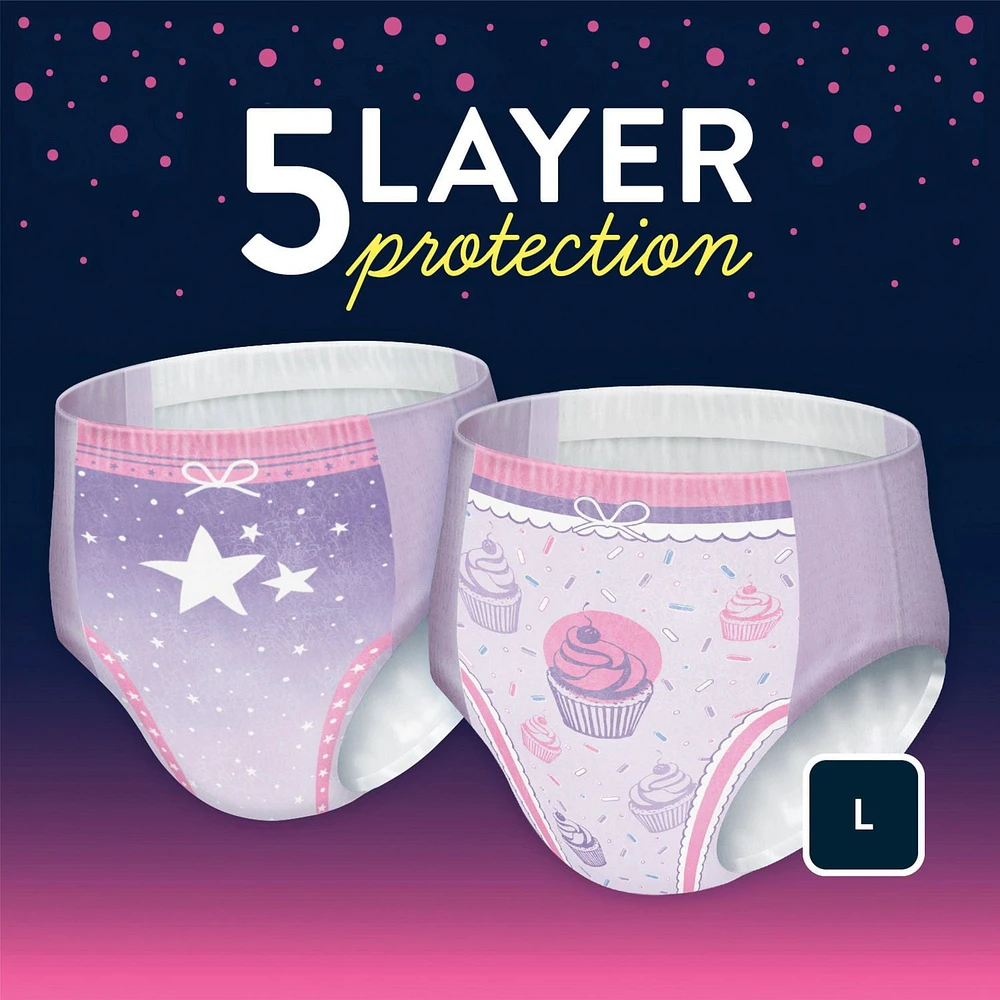 Goodnites Girls' Nighttime Bedwetting Underwear, Jumbo Pack, XS, S/M, L, XL | 15-9 Count