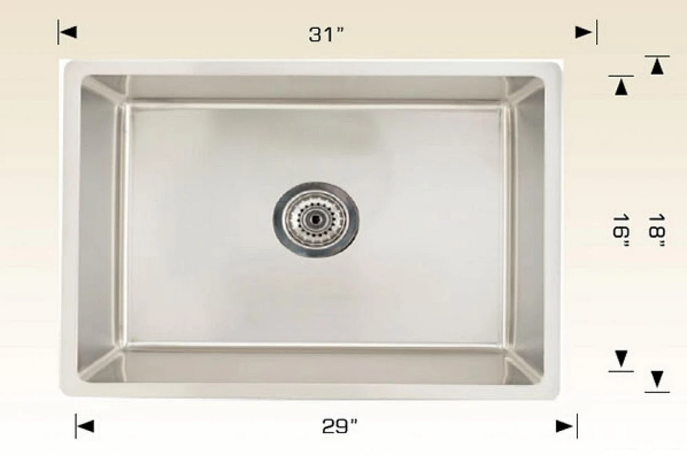 American Imaginations -in. W CSA Approved Stainless Steel Kitchen Sink With Bowl And 18 Gauge