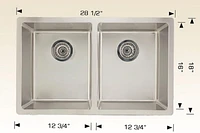 American Imaginations 28.5-in. W CSA Approved Stainless Steel Kitchen Sink With 2 Bowl And 18 Gauge