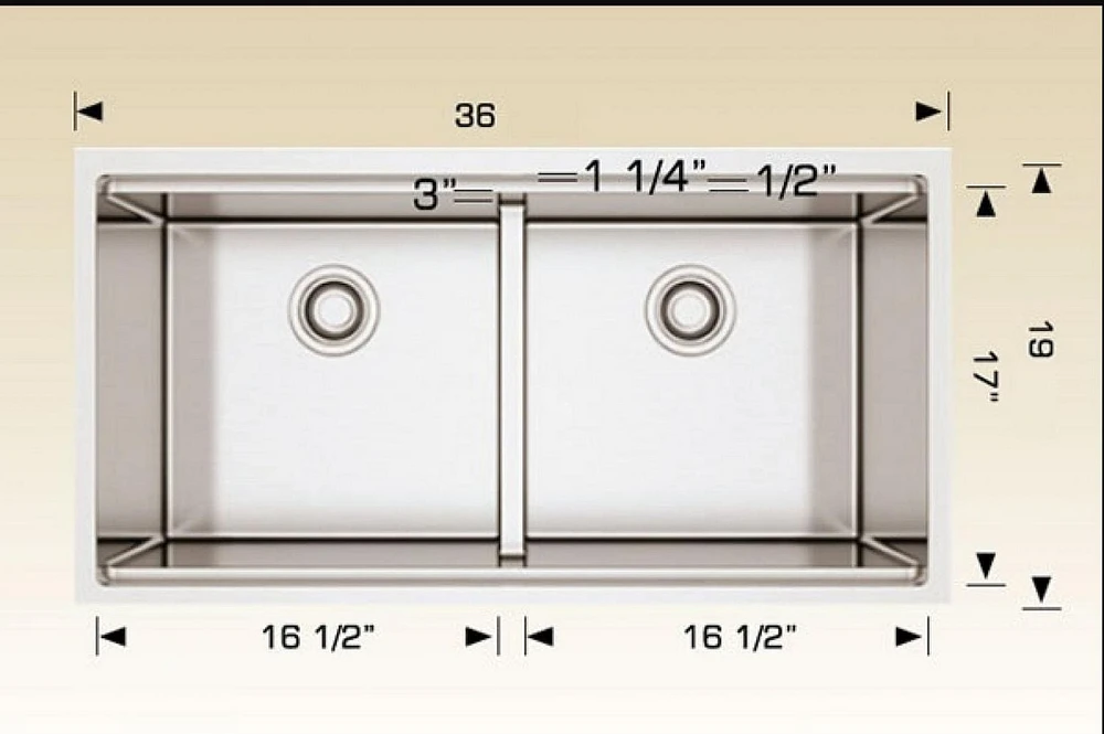 American Imaginations 36-in. W Stainless Steel Kitchen Sink With 1 Bowl And 16 Gauge