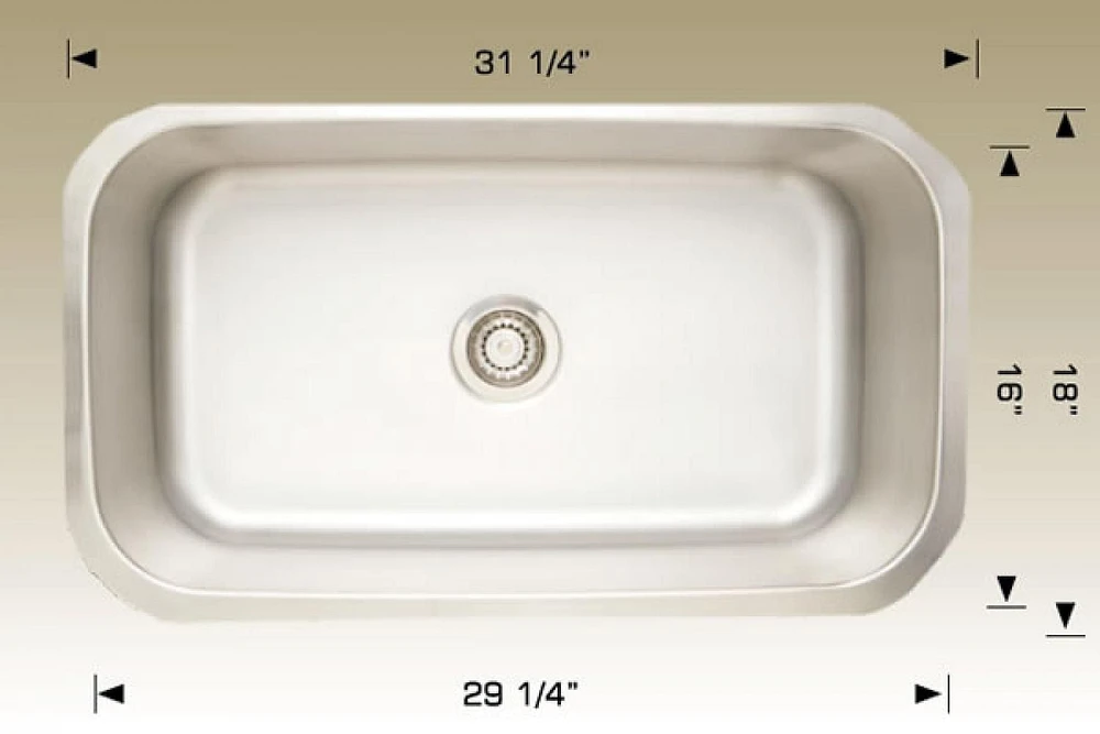 American Imaginations -in. W CSA Approved Stainless Steel Kitchen Sink With 1 Bowl And GaugeAI