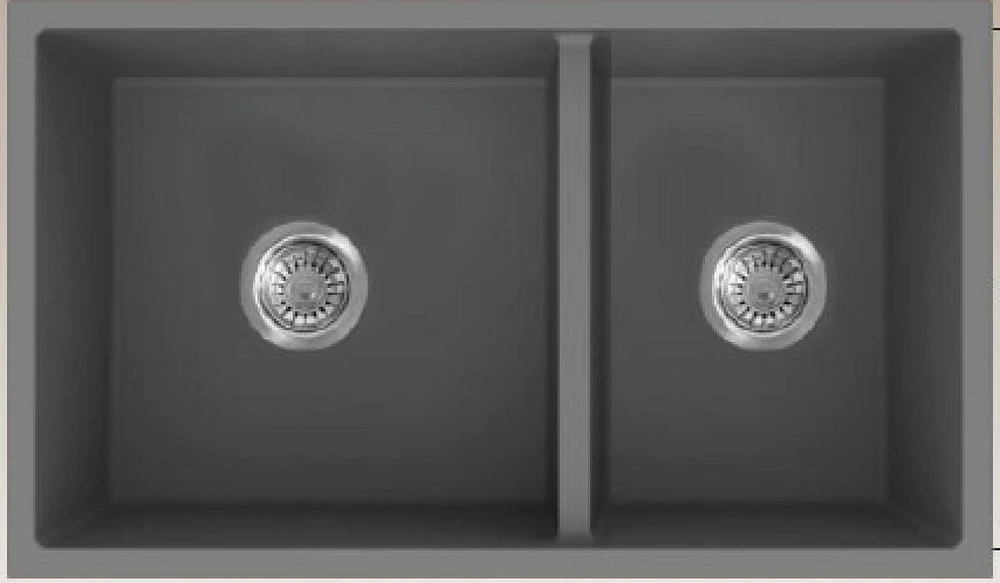 American Imaginations 34-in. W CSA Approved Grey Granite Composite Kitchen Sink With 2 Bowl